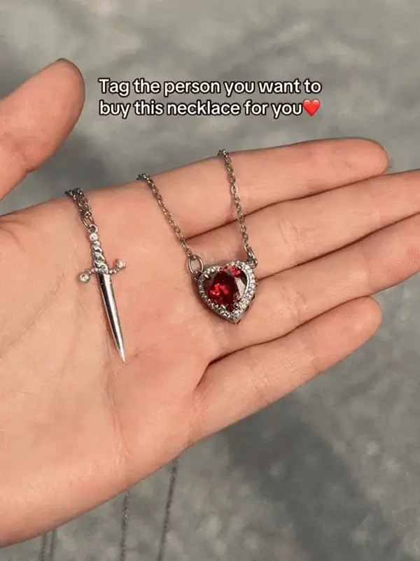 Heart and Sword Necklace Set - Image 3