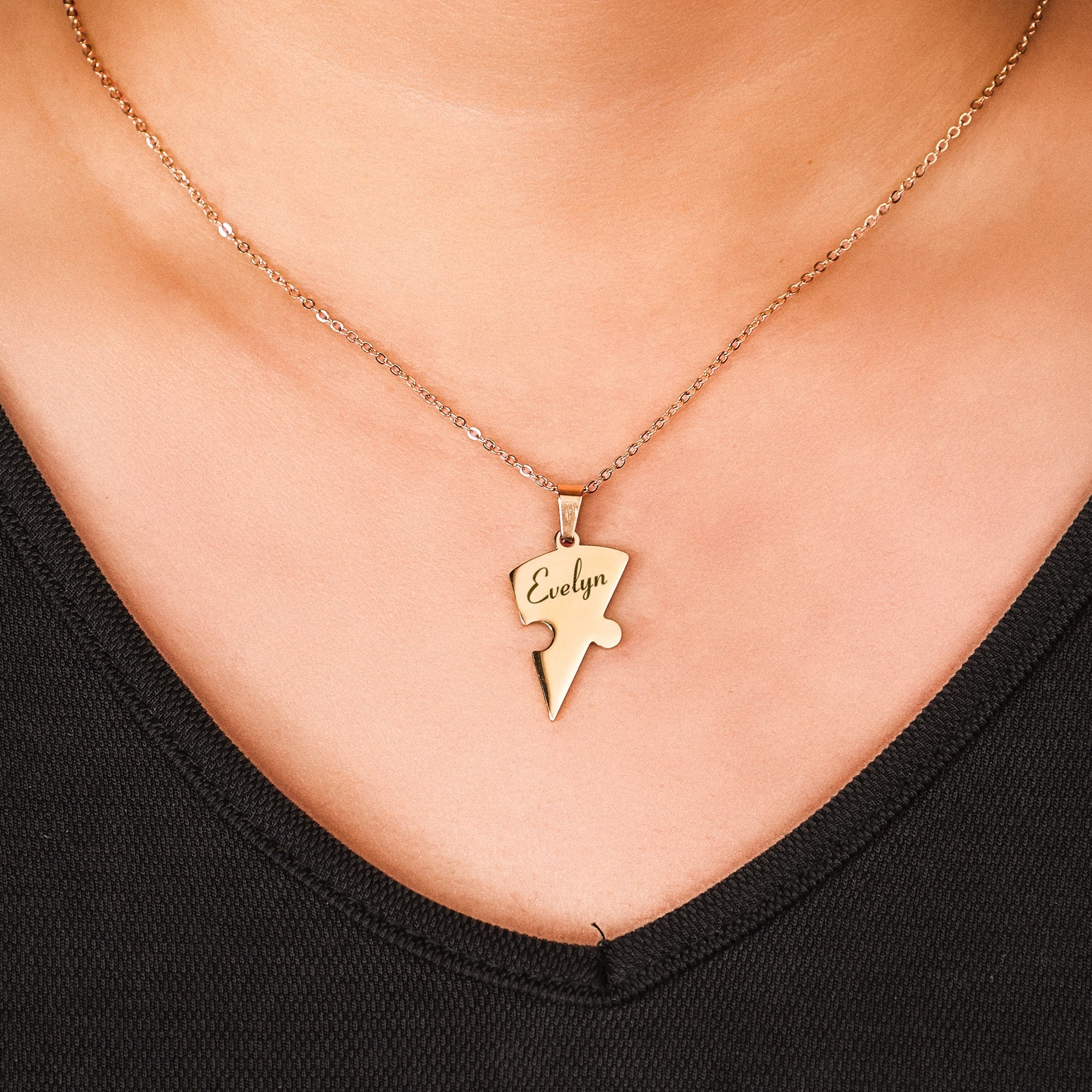 Personalized Heart Puzzle Necklace - Image 3