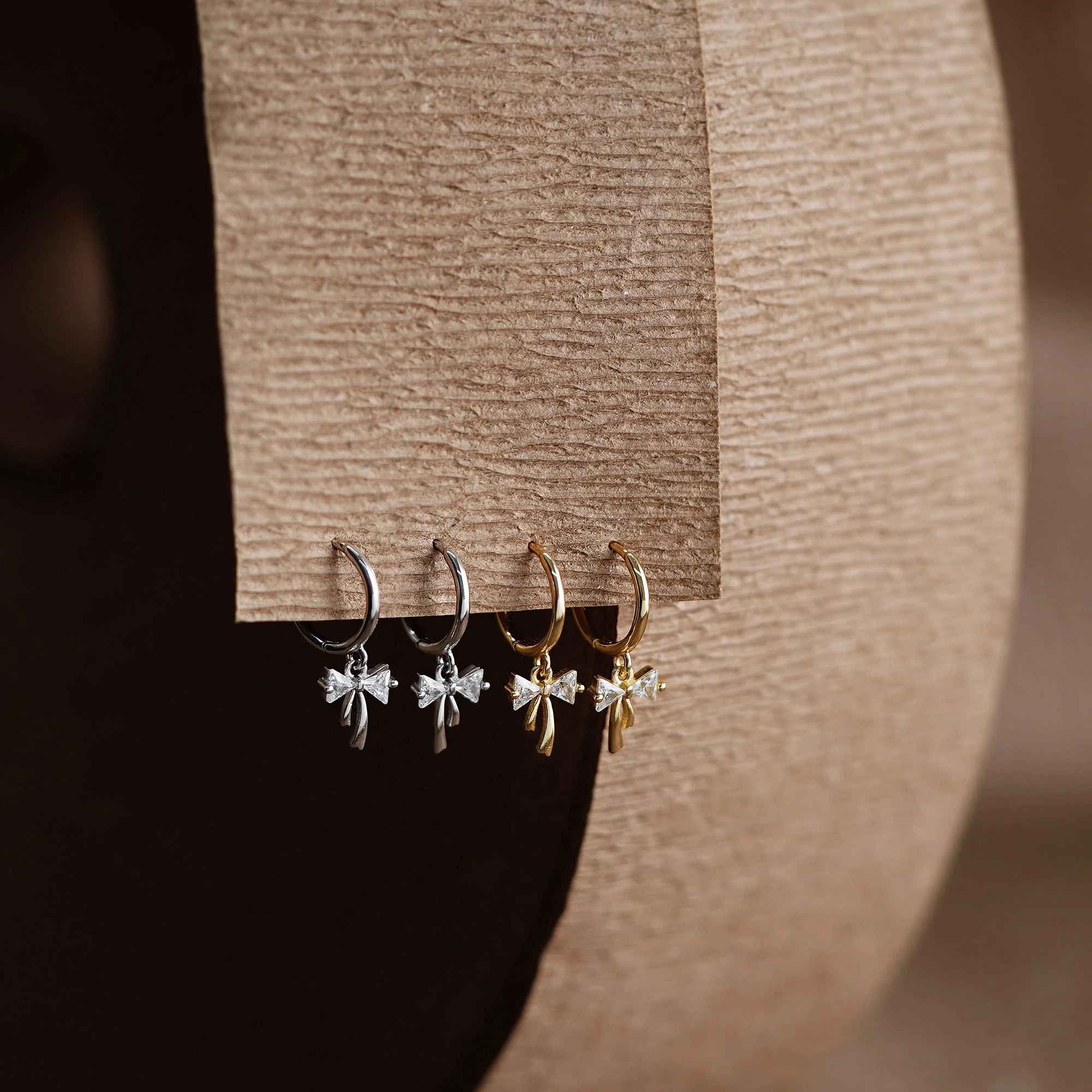 Ribbon Bow Huggie Earrings - Image 4